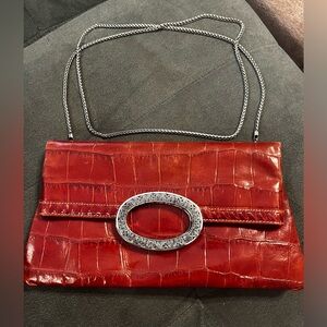 Brighton red convertible shoulder bag/ clutch
